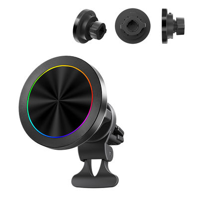 Αγορά Magsafe Car Mount Aluminium Alloy Texture Wireless Charger With RGB Light Display And One Hand Operation For Automotive online manufacture