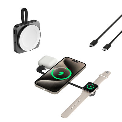 Συμπίεση αποθήκευσης 3 σε 1 Magsafe φορτιστή για τύπου C σύνδεση ακουστικά